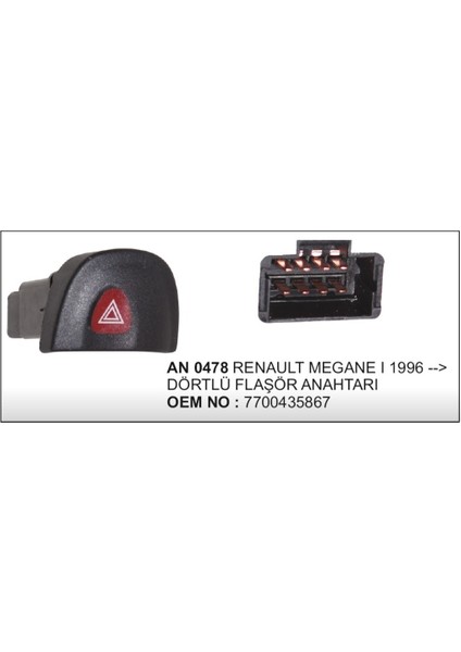 Dörtlü Flasor Anahtarı Megane I 1996- 8pin
