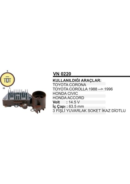 Konjektor 12V Corolla Uyumlu Corona Accord Civic3 Fisli