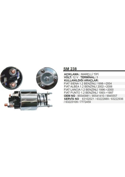 Marş Otomatigi 12V Fiat Siena Albea 12 Benzinli