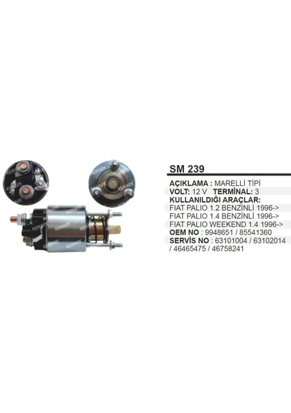 Marş Otomatigi 12V Fiat Palio 1 2 1 4 Benzinli