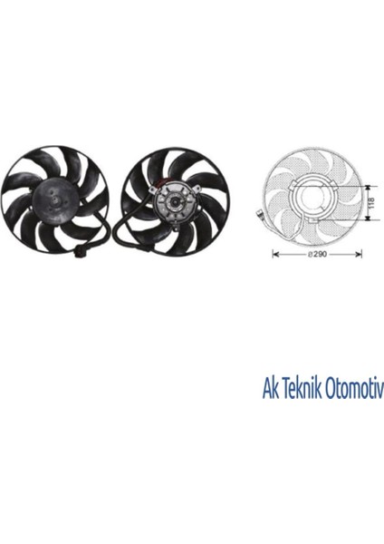 Fan Motoru 12V Transporter T5 2001- 9 Kanat