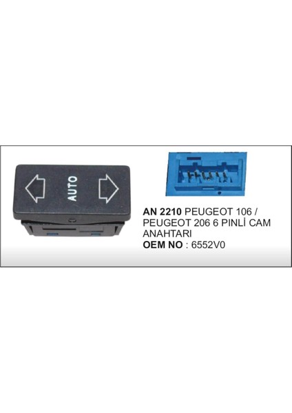 Cam Dugmesi Tekli Peugeot 105 209 6 Fisli