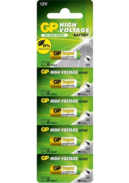 GP27A-C5 27A 12V Alkalin Spesifik Pil 5'li