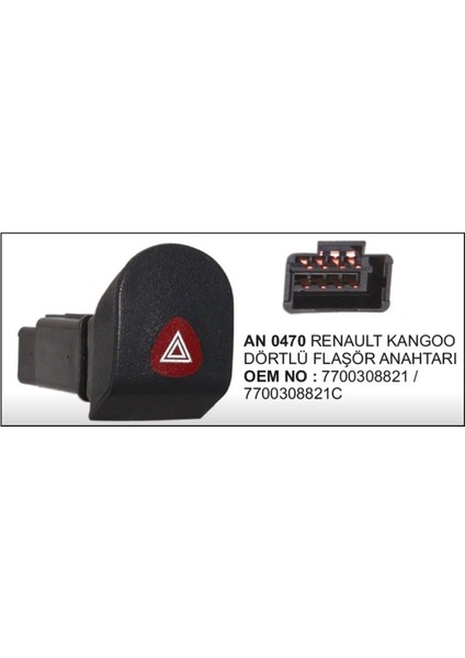 Dörtlü Flasor Anahtarı Renault Kango 8pin