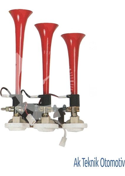 12V Uclu Havali Arap Korna Kirmizi Boyali