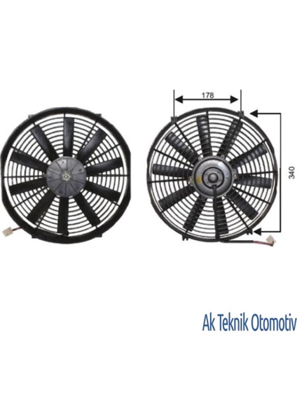 Fan Motoru 12V Universal Pervaneli 14 Inch 330MM