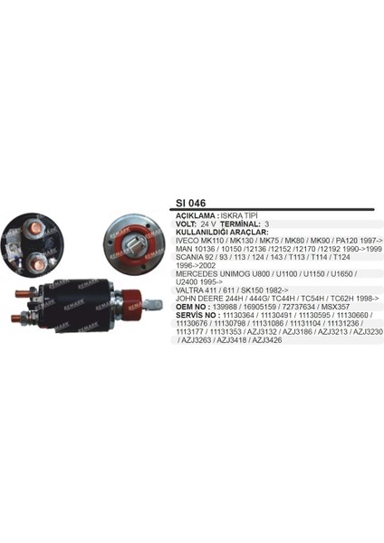 Marş Otomatigi 24V Iveco Volvo Man Unimog Valtra