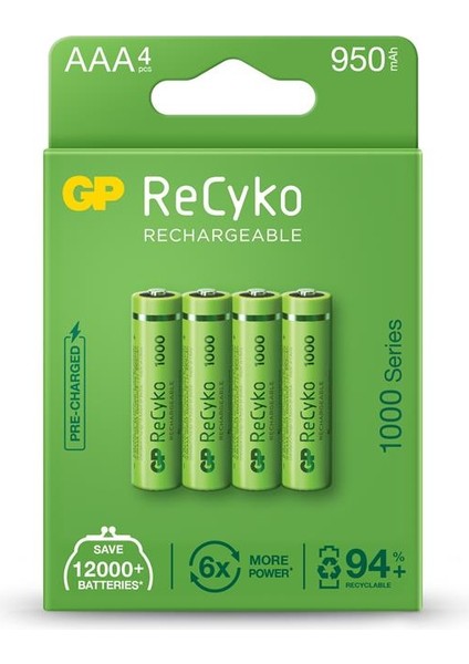 Aaa 950 Mah Şarjlı Ince Kalem Pil 4'lü Paket