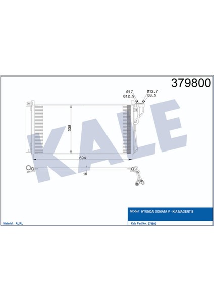 Klima Kondenseri Hyundai Sonata V Magentis (Al Al) (693X341X16)
