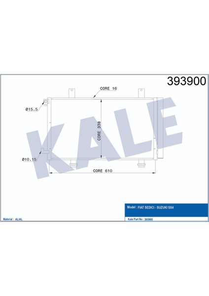 Klima Kondenseri Fiat Sedici Suzuki Sx4 (Gy) (Al Al) (629X360X16)
