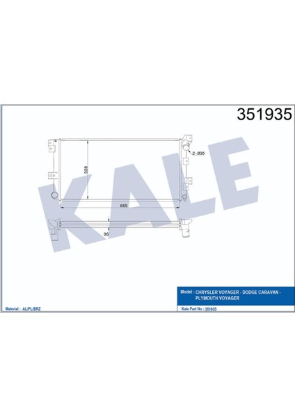 Radyatör Al Pl Brz Voyağer Dodge Caravan 2.5td 1996-