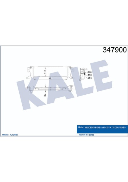 Turbo Radyatörü Mercedes Benz A160 A170 Vaneo