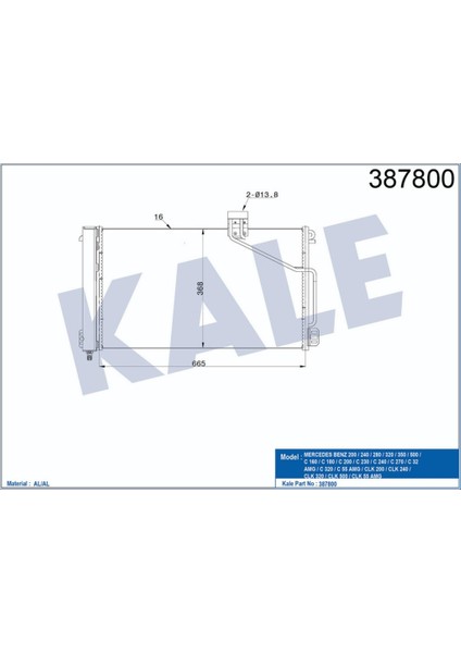 Klima Kondenseri Mercedes Benz 200 240 C160 C180 C200 C230 C240
