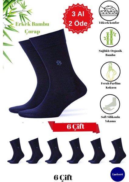 Premium Natural Socks Bambu Erkek Soket 6 Lı(Altın Serisi) (Parfümlü Soft Yıkama)