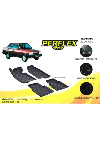 Perflex 3d Havuzlu Paspas Siyah Tofas Uyumlu Dogan Kartal Şahin 5 Pcs