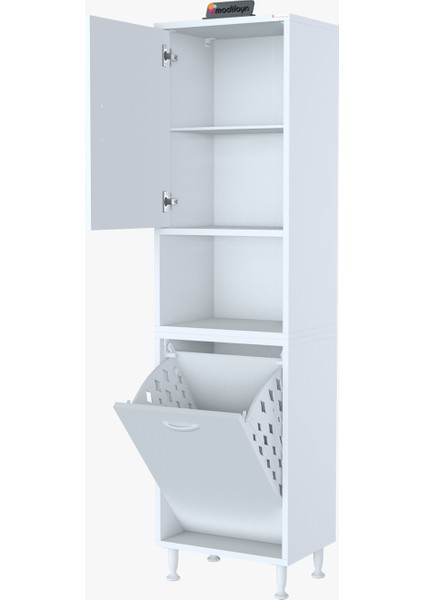 Modilayn 50 x 163,4 x 32,5 cm 2 Kapak 3 Bölmeli Sepetli Banyo Dolabı Mutfak Dolabı Çok Amaçlı Dolap