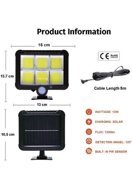 Hareket Sensörlü Solar Lamba