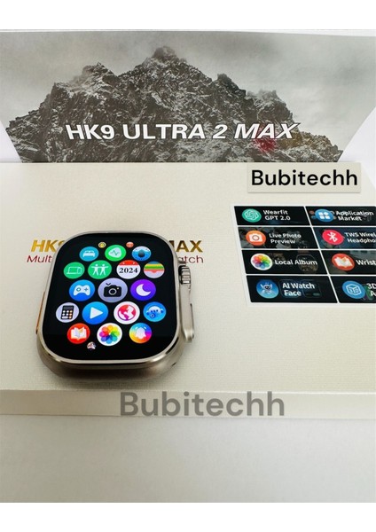 49 mm Hk9 Ultra2 Max 49M Amoled Ekran Akıllı Saat 7 Kordon Erkek Gümüş 400-500 Mah  Siyah 6 Ay I