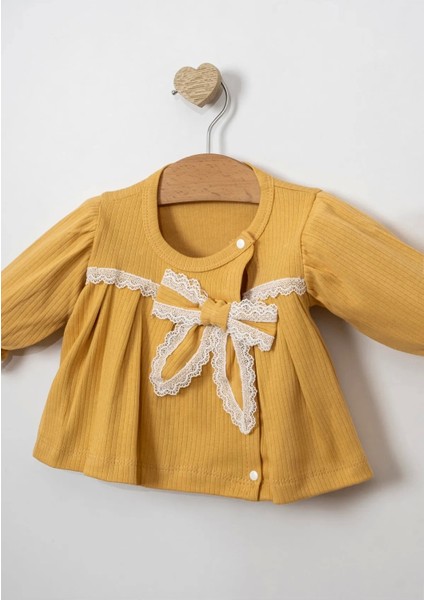 Güpürlü Fiyonk Detaylı % 100 Pamuk 5'li Kız Bebek Hastane Çıkışı