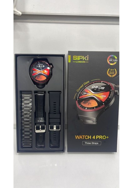 47 mm Sıpki Watch 4 Pro Plus Super Amoled Ekran Akıllı Saat Siyah 1 Yıl Ithalatçı Garantili 400-500