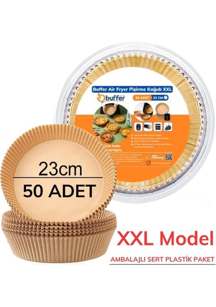 50 Adet Air Fryer Pişirme Kağıdı Tek Kullanımlık 23 Cm Yuvarlak Pişirme Kağıdı XXL PVC li (3791)
