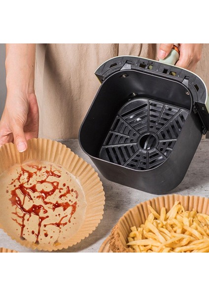 50 Adet Air Fryer Pişirme Kağıdı Tek Kullanımlık 23 Cm Yuvarlak Pişirme Kağıdı XXL PVC li (3791)