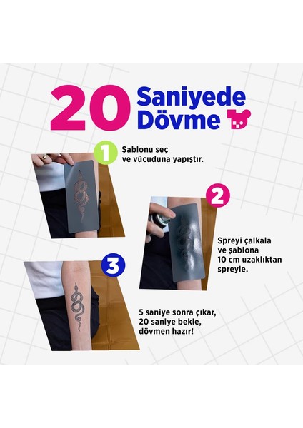 Mini Dövme Şablon Seti + Siyah ve Kırmızı Sprey 2