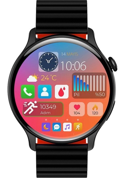 2 Yıl Atlasx Mate Amoled Aod Arama Cevaplama Tansiyon Stres Akıllı Saat Siyah  46 mm Çok Renkli