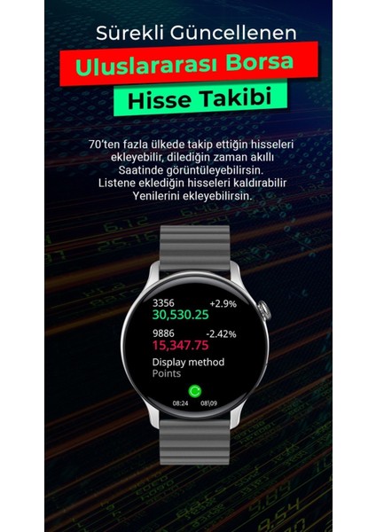 2 Yıl Atlasx Mate Amoled Aod Arama Cevaplama Tansiyon Stres Akıllı Saat Siyah  46 mm Çok Renkli