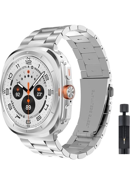 Samsung Galaxy Watch 7 Ultra 47MM Kordon Klipsli Metal Kordon 04 +Kısaltma Aparatı