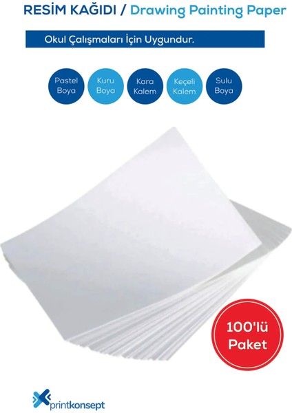 Printkonsept Resim Kağıdı 35 x 50 cm 120 gr 100'LÜ Paket