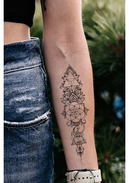 Mandala Desenli Kadın Vücut Geçici Dövme