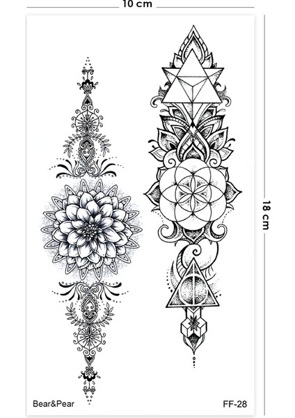 Mandala Desenli Kadın Vücut Geçici Dövme