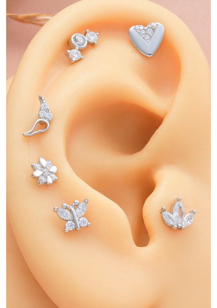 925 Ayar Kanat Motifli Minimal Tragus Piercing