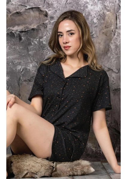 Kadın Kısa Kol Şort Pamuk Pijama Takımı