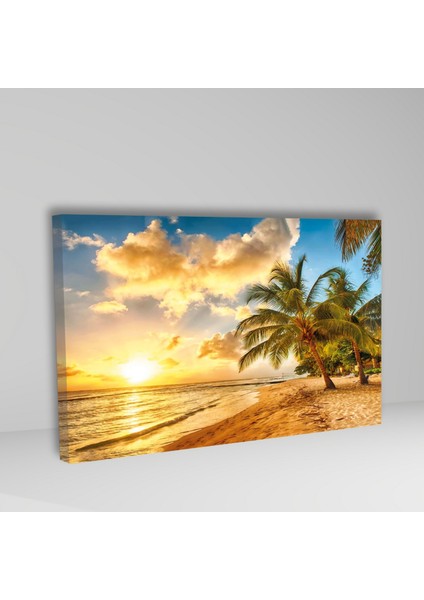 Tekli Yatay Kanvas Duvar Tablosu Hawaii Yeşil Palmiye Manzara