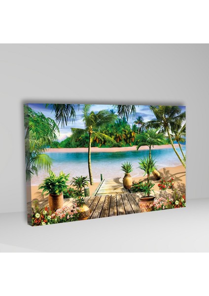 Tekli Yatay Kanvas Duvar Tablosu Çizgisel Tatil Doğa Manzarası