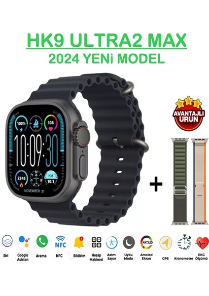 300-400 Mah Hk9 Ultra 2 Max 2024 Yeni Model (Watchos 10 Işletim Sitemi Chatgpt Amoled) 6 Ay Yo