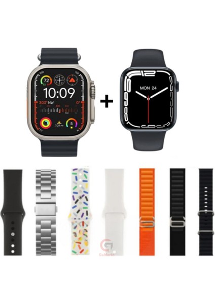 Gümüş Watch Ultra 2 + Watch 9 I50 Suit Max 7 Kordonlu Akıllı Saat 200-300 Mah Ithalatçı Garantili 6