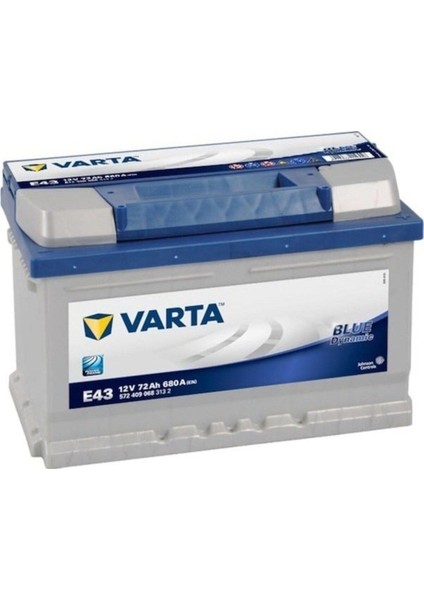 Varta Akü 12V 72 Ah Amper E43 (Ford-Opel Alçak Tip) Akü 2024