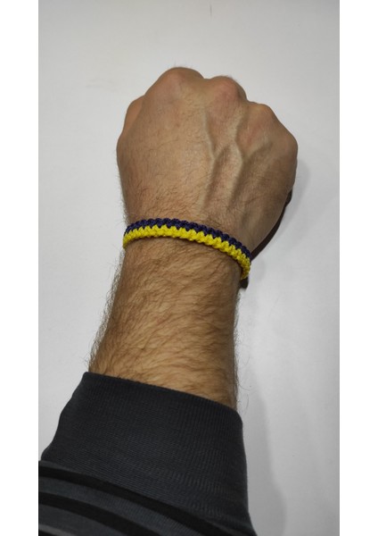 Taraftar Makrome Örgü Bileklik Sarı Lacivert Fenerbahçe Taraftar Bileklik, Erkek Hediye Bileklik