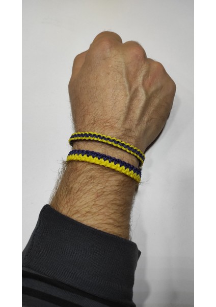 Taraftar Makrome Örgü Bileklik Sarı Lacivert Fenerbahçe Taraftar Bileklik, Erkek Hediye Bileklik indirimleri
