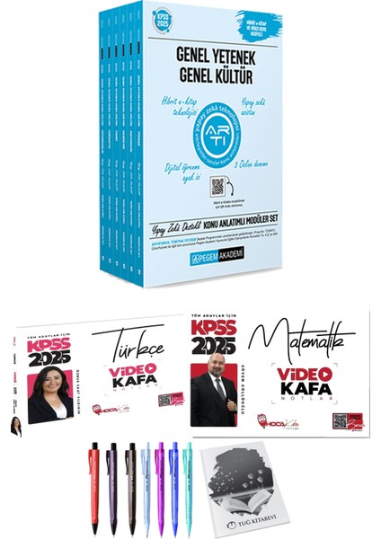 2025 Kpss Türkçe Matematik Video Kafa Notlar - 2025 Kpss Lisans Konu Anlatımlı Modüler Set - (6 Kitap)