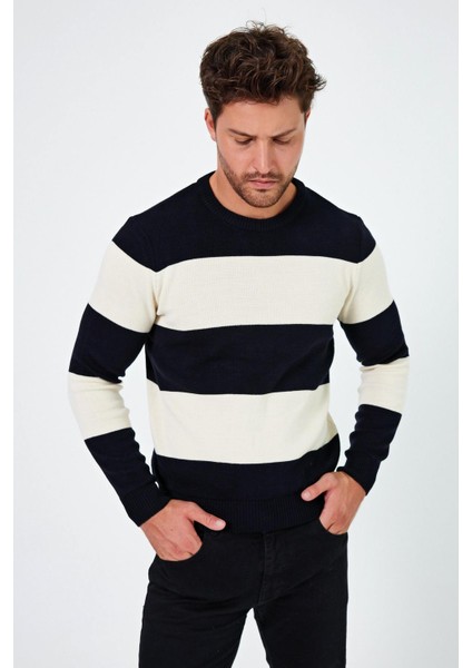 Alexandergardı Bisiklet Yaka Renk Bloklu Regular Fit Kazak (E24-EZE-08)