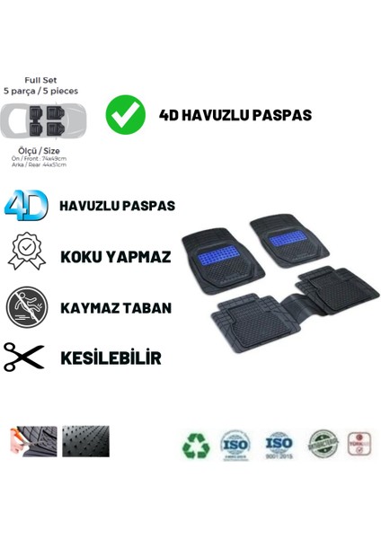 Opel Astra G Hb 2001 Uyumlu Havuzlu Ünıversal Yeni Nesil Plus Paspas Siyah - Mavi