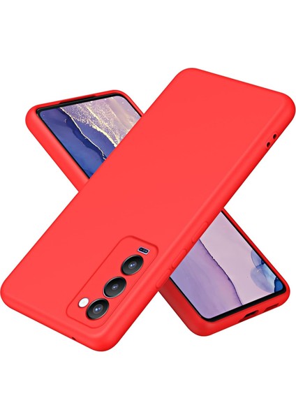 Tecno Camon 18 Kapak Içi Kadife Kamera Korumalı Lansman Silikon Kılıf - Kırmızı