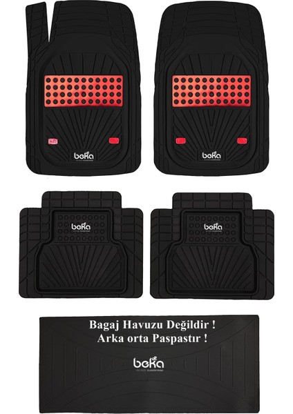 Renault Kango Combi 2001 Uyumlu Havuzlu Ünıversal Yeni Nesil Plus Paspas Siyah - Kırmızı