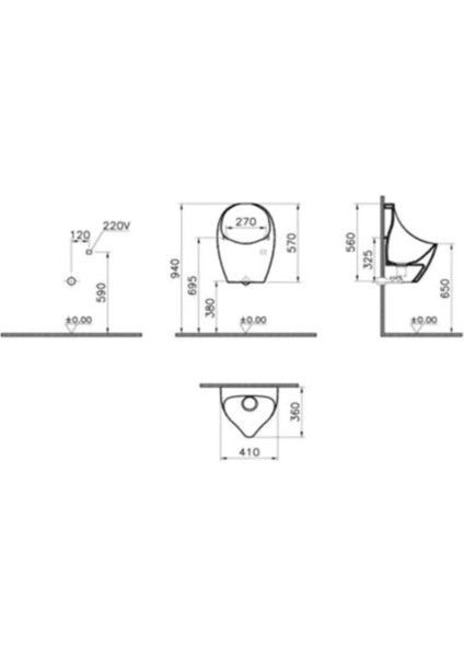 Vitra Arkitekt Susuz Pisuvar Beyaz 5419B603-0205