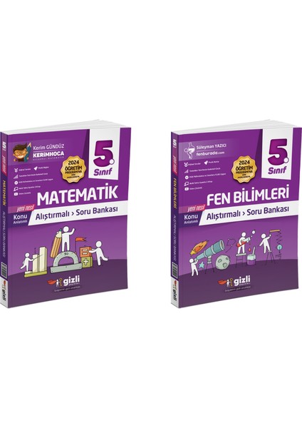 2025 5. Sınıf Matematik - Fen Bilimleri Alıştırmalı Soru Bankası Seti 2 Kitap