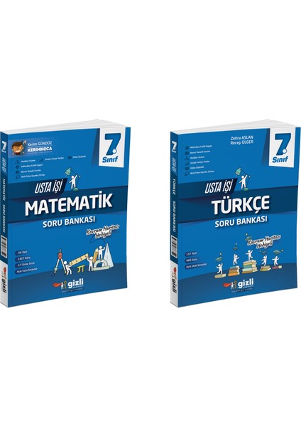 Gizli 2025 7. Sınıf Matematik + Türkçe Usta Işi Soru + Kavram Haritası Seti 2 Kitap